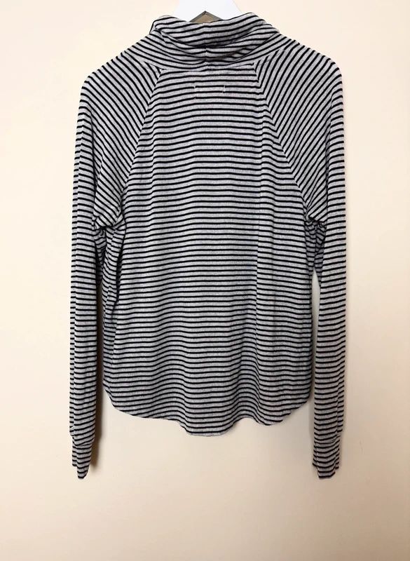 Hollister Black White Stripe Cowl Neck Sweatshirt - Large