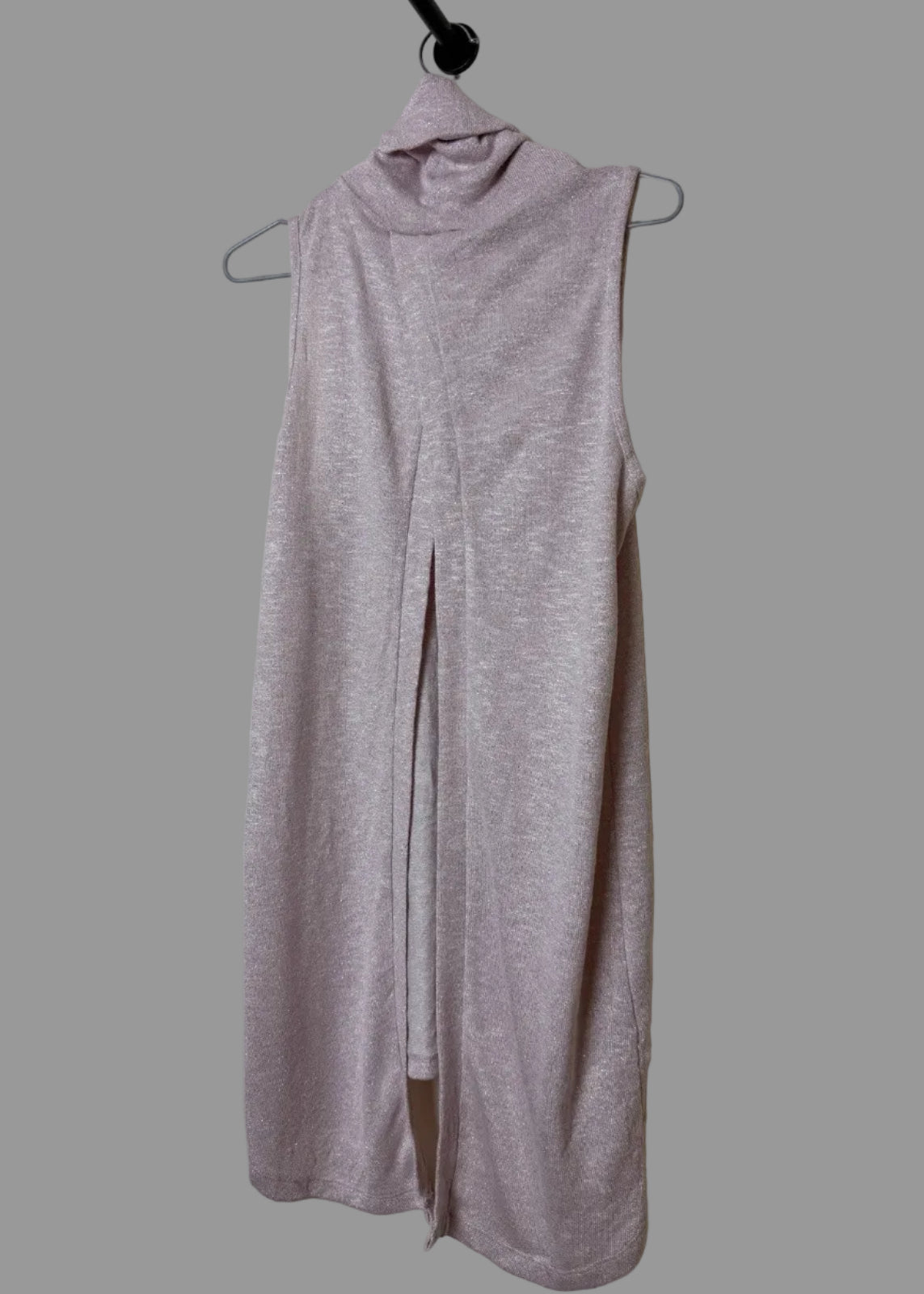 River Island Rose Pink Shimmer Sleeveless Turtle Neck Top - UK12