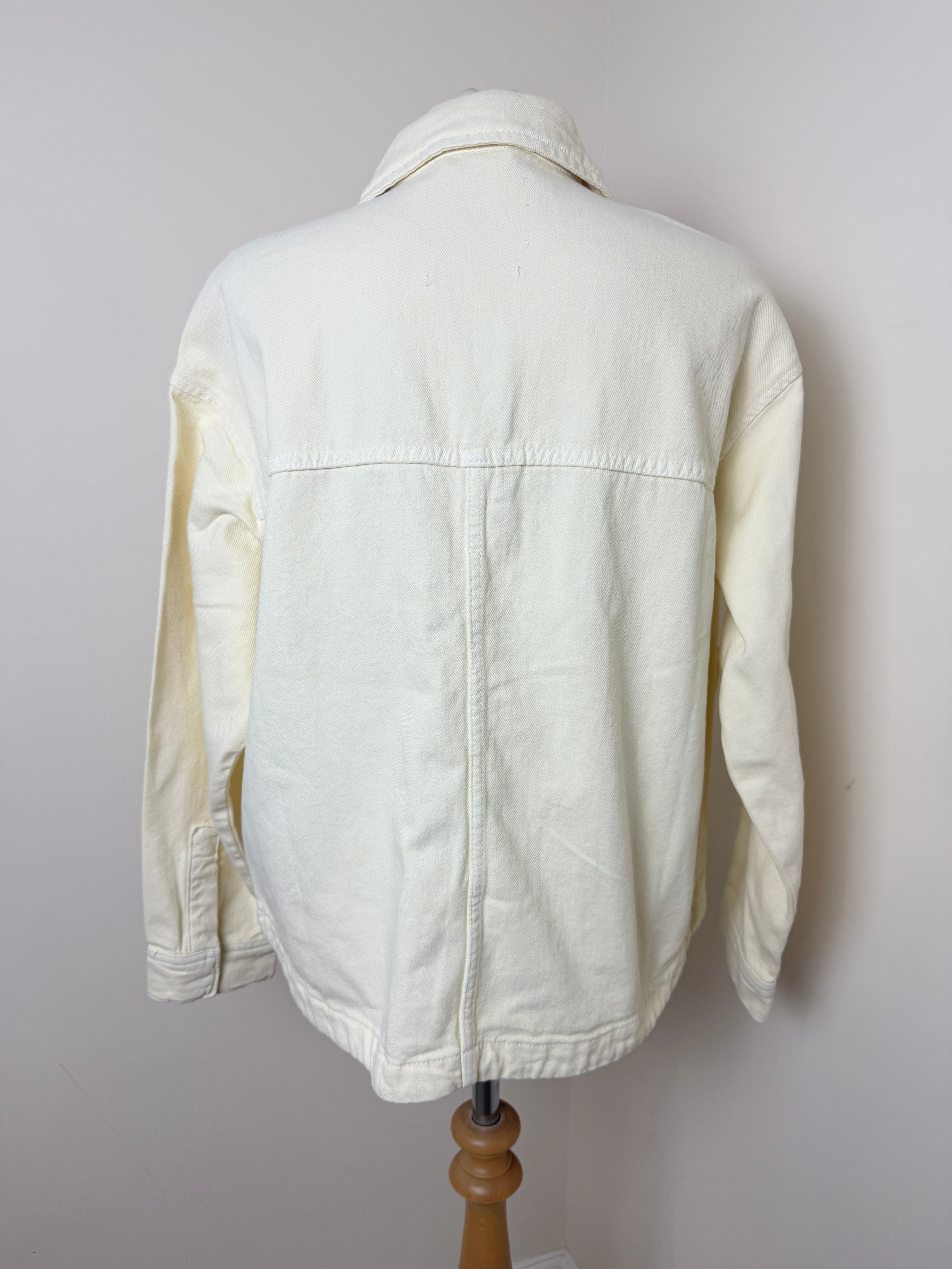Stradivarius Lemon Shacket Oversized Stud Button Denim Jacket Small