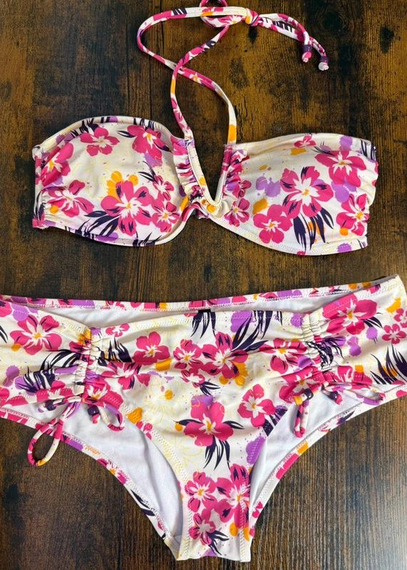 Marie Meili Bandeau Bikini Sweetheart Halter High Waist UK16