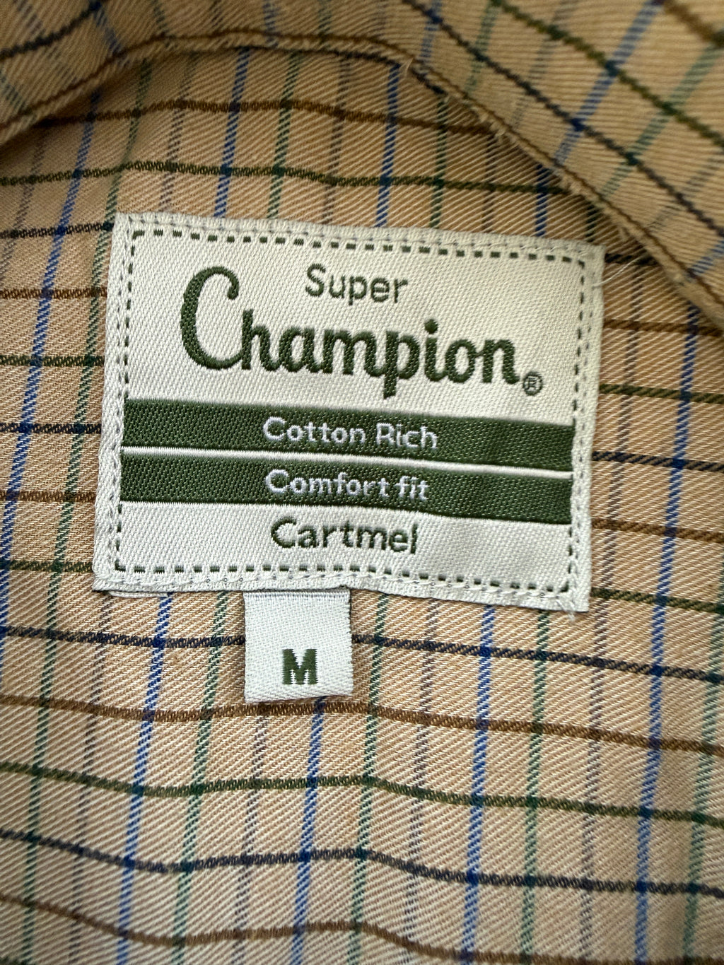 Champion Beige Check Shirt Mens Medium