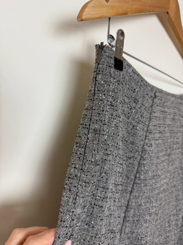Pistachio Brown Tweed A Line Skirt - UK14/16