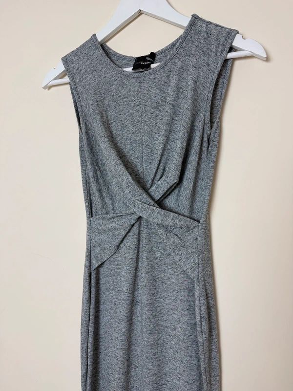 ASOS Petite Grey Marl Jersey Maxi Dress Twist Front Side Split UK6