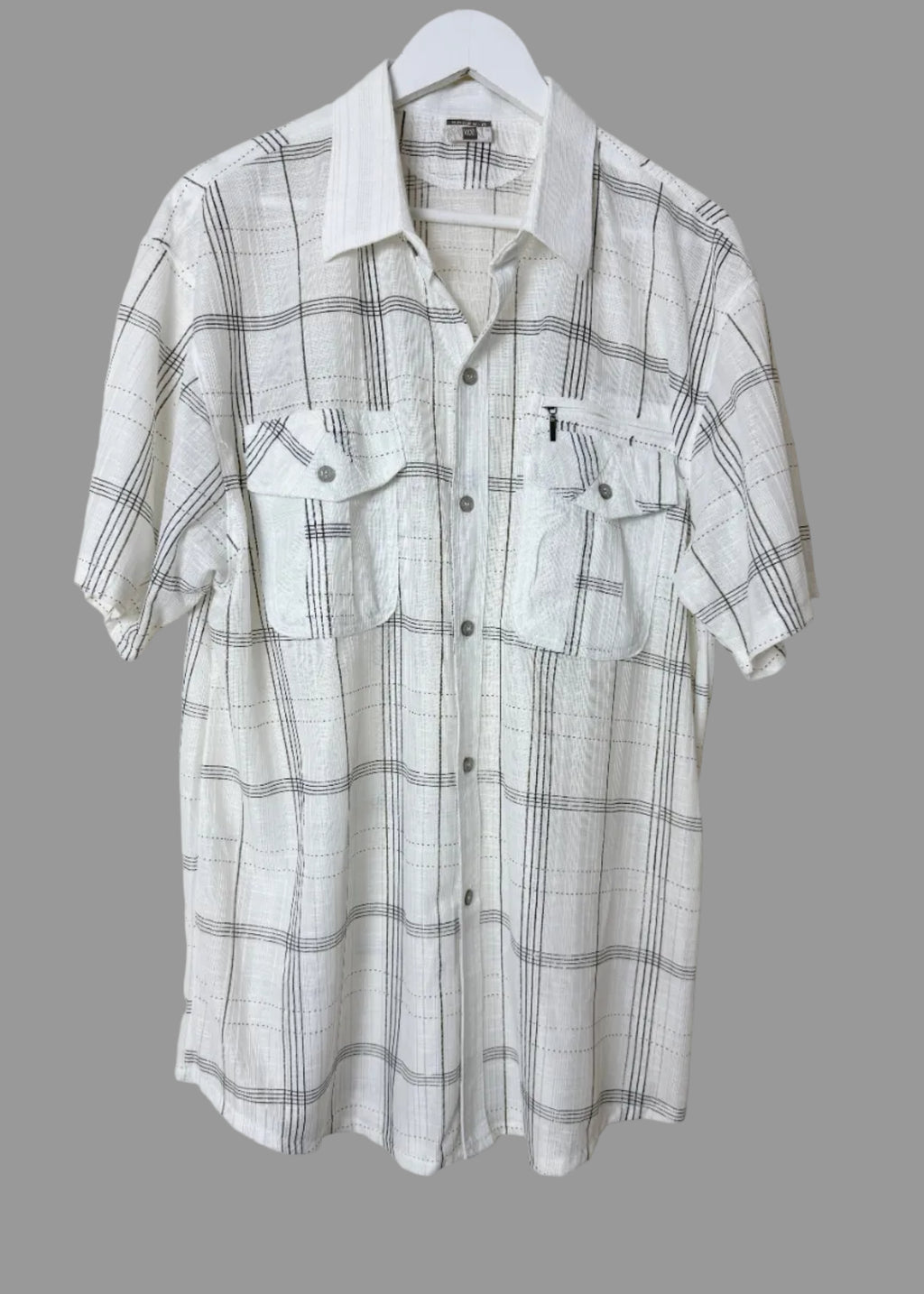 Green-G White Black Check Utility Shirt Mens XXXL