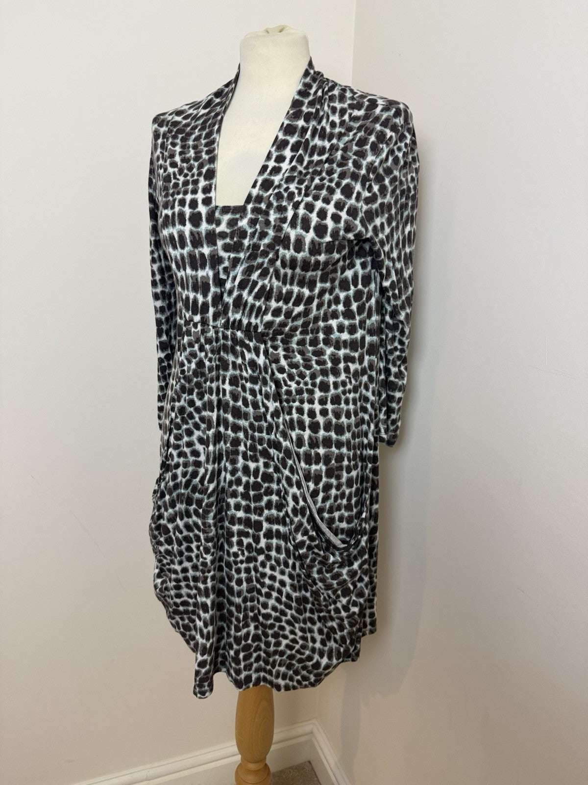 Laura Ashley Green Brown Animal Print  Dress -Size 14