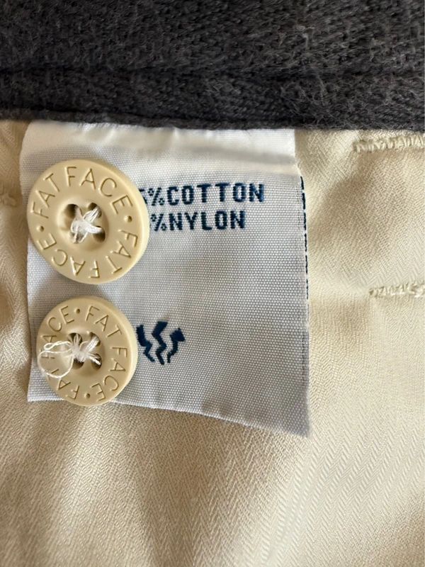 Fat Face Cargo Trousers Beige Turn Up Zip Ankle Adjustable Waist UK18 Long