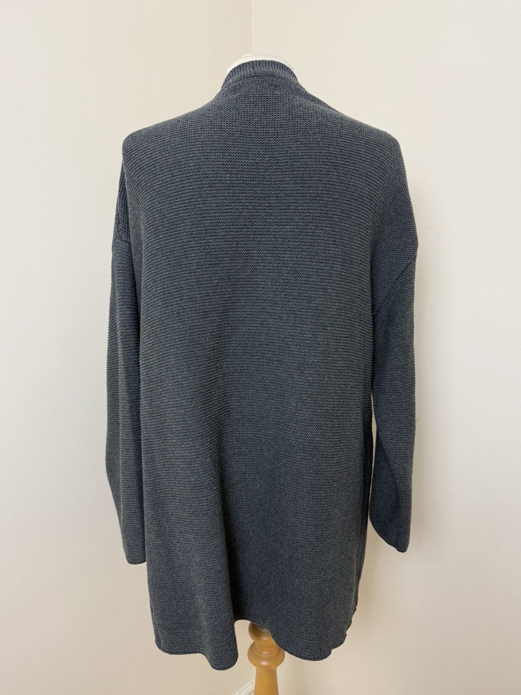 Oak & Fort Grey 100% Cotton Long Open Fronted Cardigan - Small