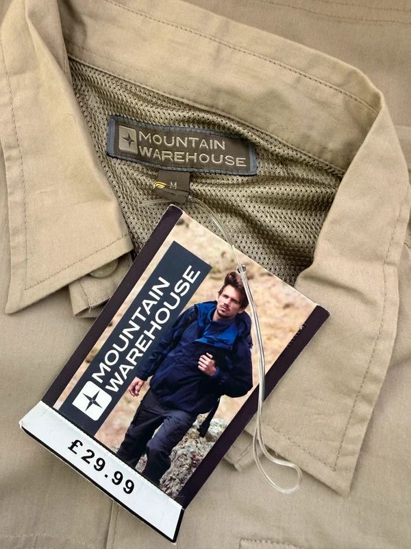 Mountain Warehouse Beige Utility Travel Shirt Medium Short Sleeve Breathable BNWT