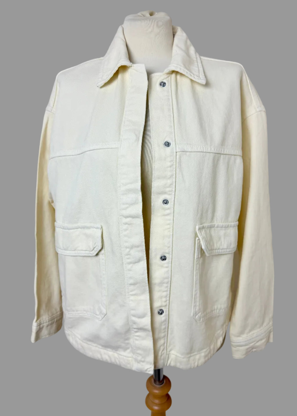 Stradivarius Lemon Shacket Oversized Stud Button Denim Jacket Small