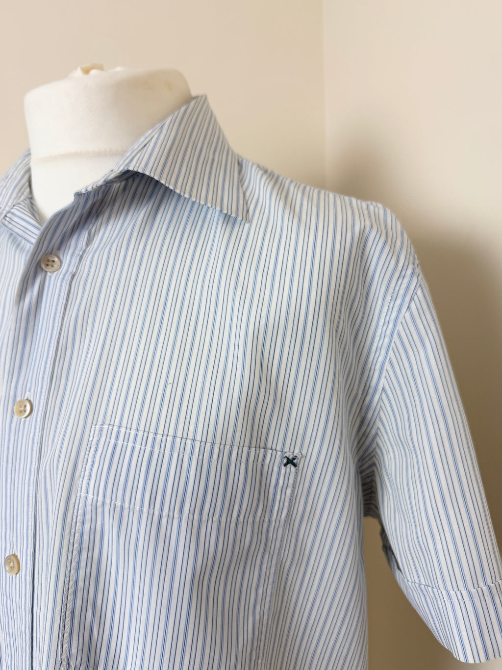 Paul Smith Jeans Blue White Striped Cotton Shirt Mens XL