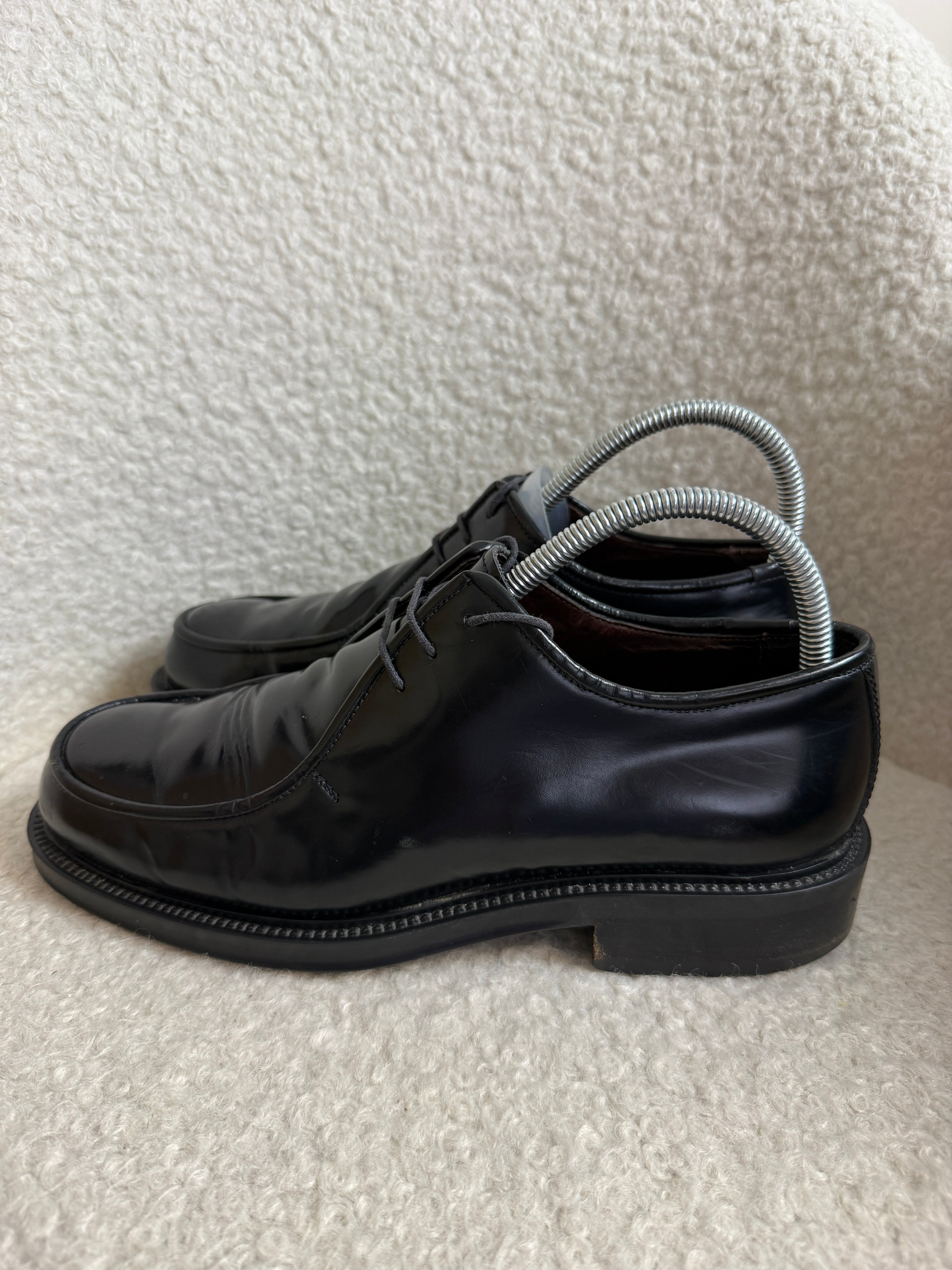 Kurt Geiger Black Leather Derby Shoes Mens UK7 EU41 Chunky Sole Made In Italy