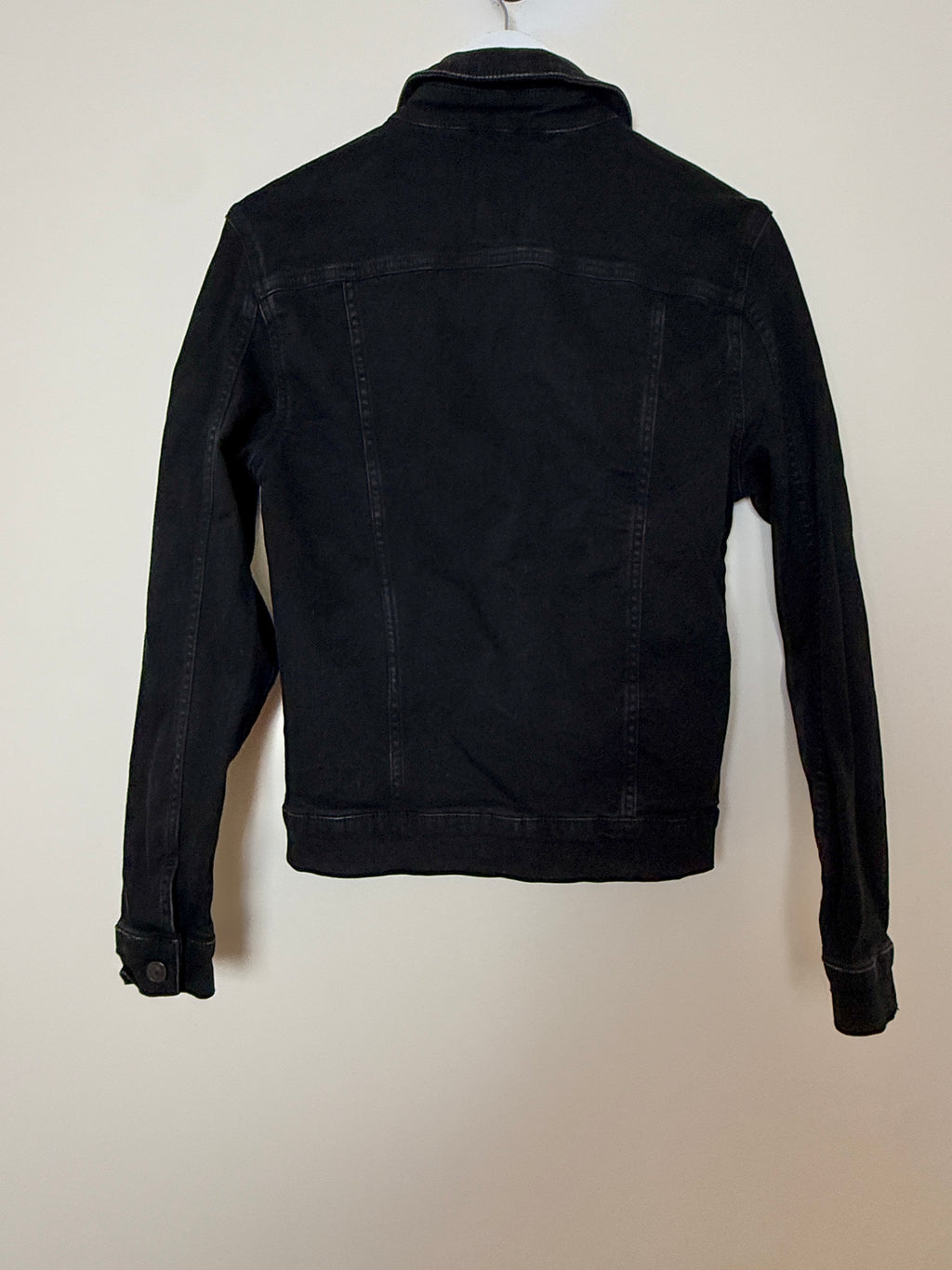 River Island Denim Jacket Black Stretch Slim Fit Trucker Womens