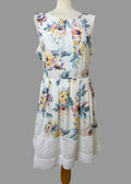 Izabel London Floral Dress UK16 BNWT Sleeveless Pleated High Neck Fit & Flare