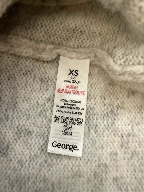 George Grey Layered Sweater XS Cable Knit Mock Shirt Chunky Knit
