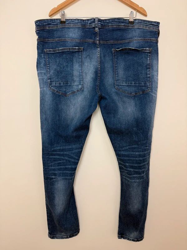 Burton Dark Wash Distressed Skinny Jeans Stretch Ripped W48 L30