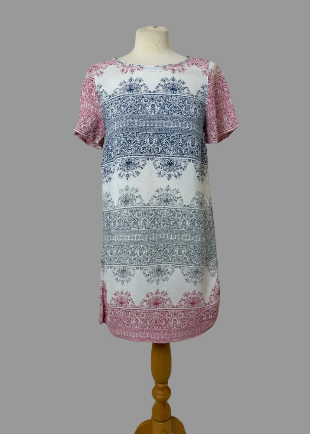 White Stuff Pink Blue Paisley Print Shift Dress UK10