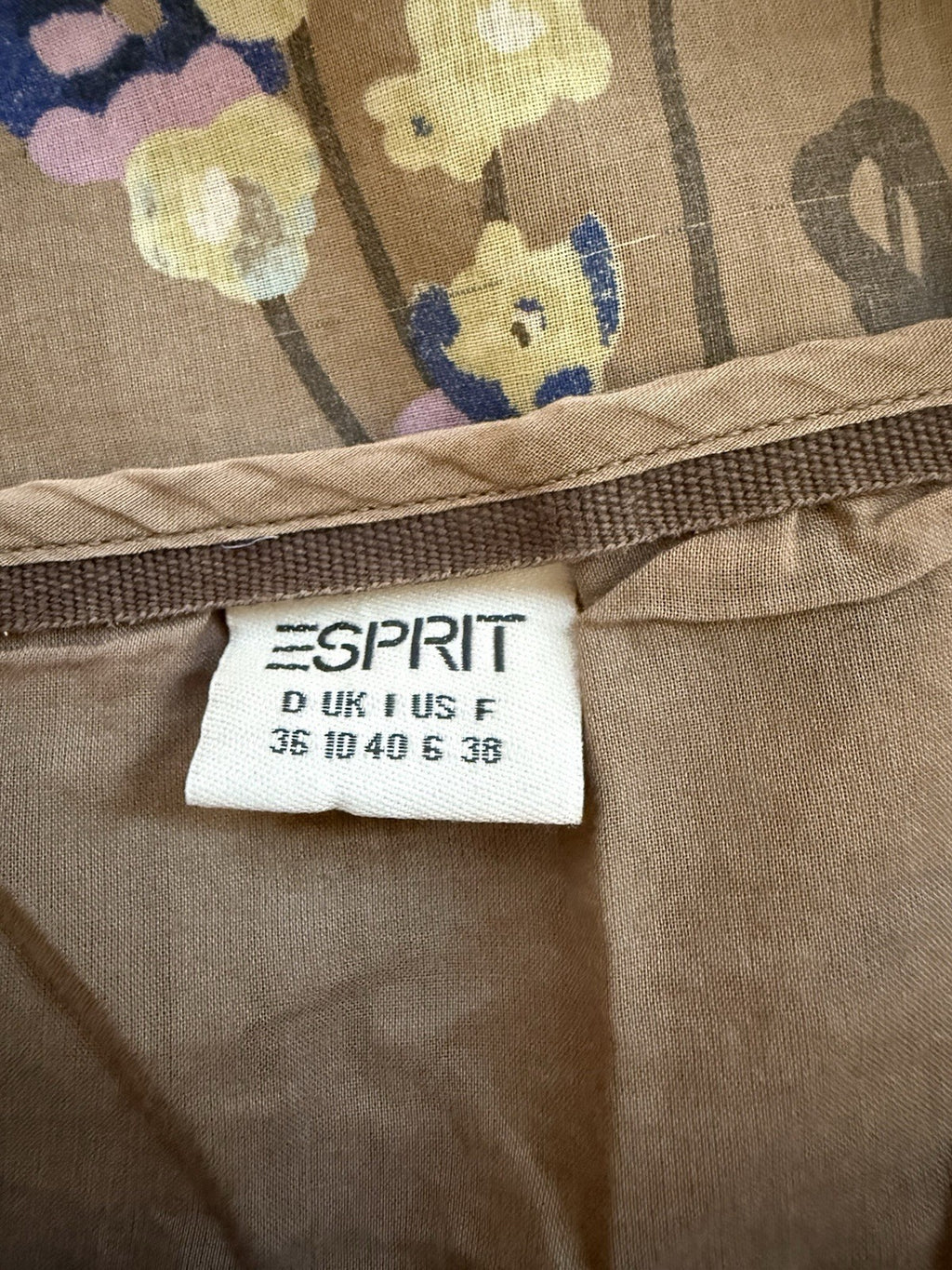 Esprit Brown Floral Cotton Summer Dress - UK 10