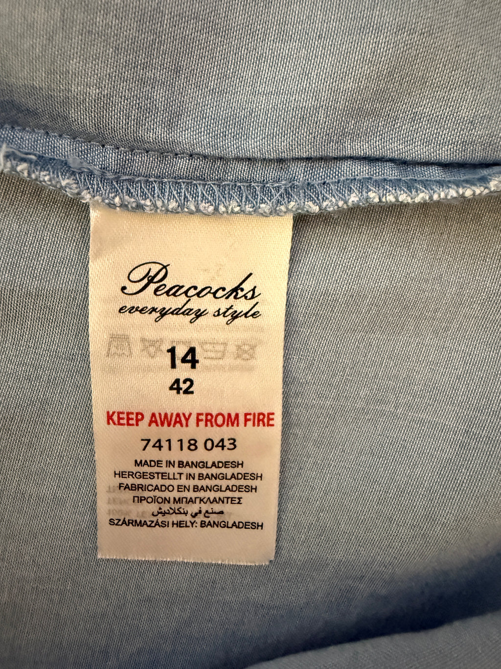 Peacocks Blue Chambray Bardot Dress UK14 Tencel Summer Midi
