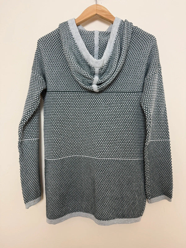 Christian Siriano Grey Textured Knit Hooded Jumper - Medium
