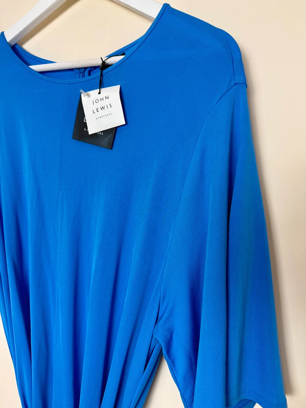 John Lewis BNWT Mid Blue Belted Jersey Dress - UK18