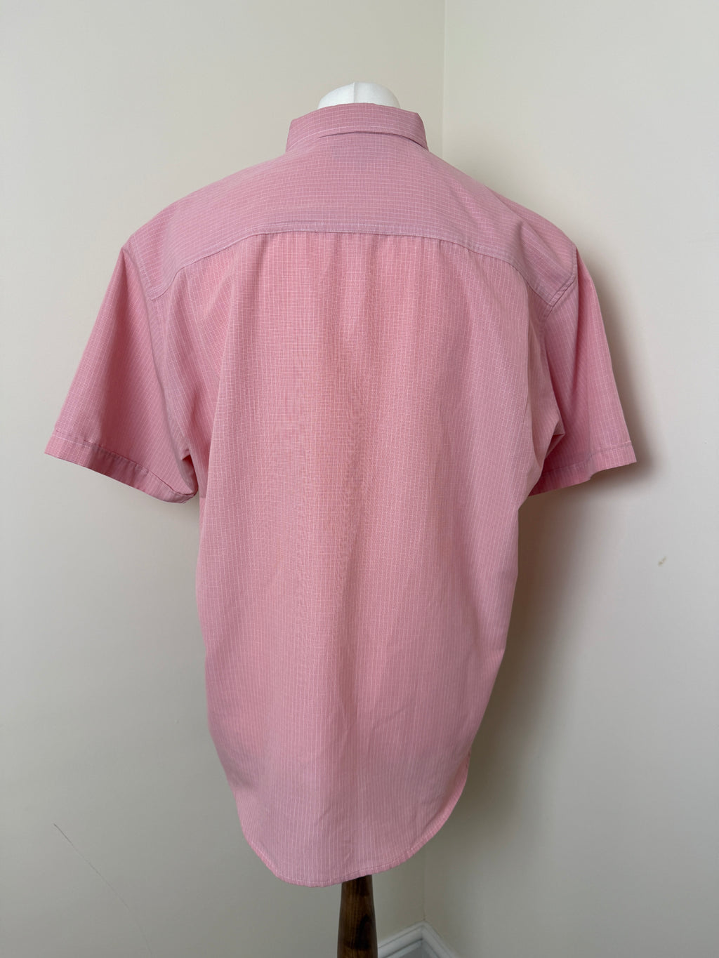 Lincoln Pink Micro Check Short Sleeve Shirt Mens XL