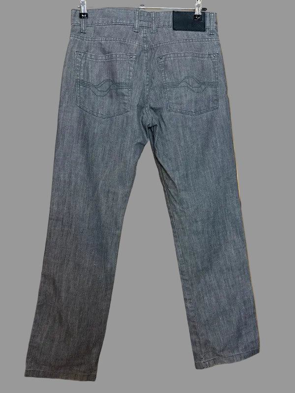 Jeff Banks 24:7 Men's Grey Straight Leg Button Fly Jeans - W30 L30