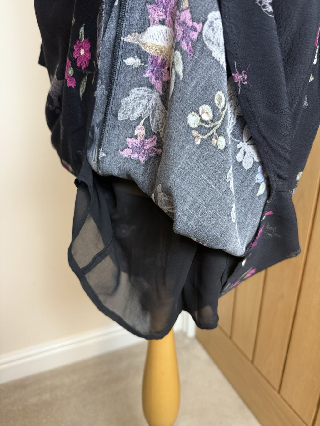 Joules Lyris Floaty Lined Black Woodland Floral Tunic Style Dress - Size 10