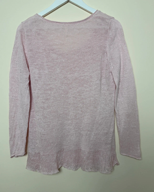 White Stuff Pink Lace Knit Jumper  - UK14