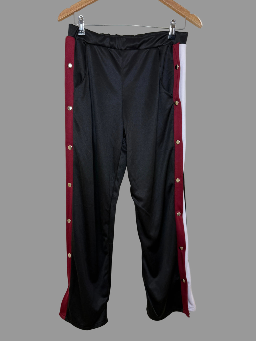 Nouvelle Collection Black Y2K Wide Leg Trousers UK 12 Side Stripe Tearaway