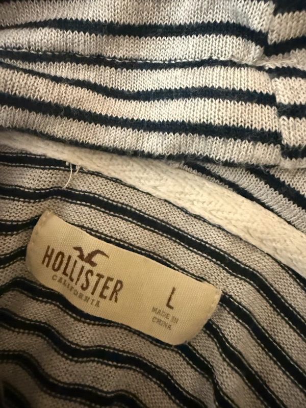 Hollister Black White Stripe Cowl Neck Sweatshirt - Large