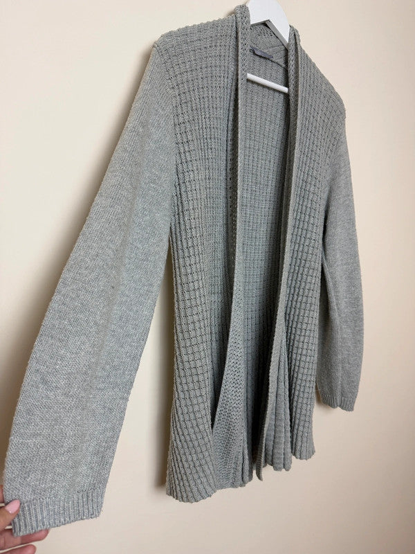 Mia Moda Light Grey Chunky Knit Waterfall Cardigan - Medium