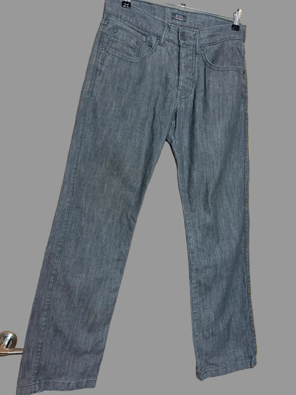 Jeff Banks 24:7 Men's Grey Straight Leg Button Fly Jeans - W30 L30