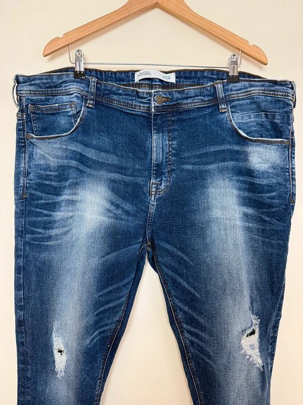 Burton Dark Wash Distressed Skinny Jeans Stretch Ripped W48 L30