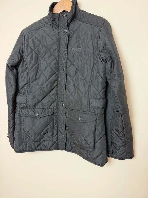 Regatta Tarah Black Diamond Quilted Water Repellent Coat - UK12