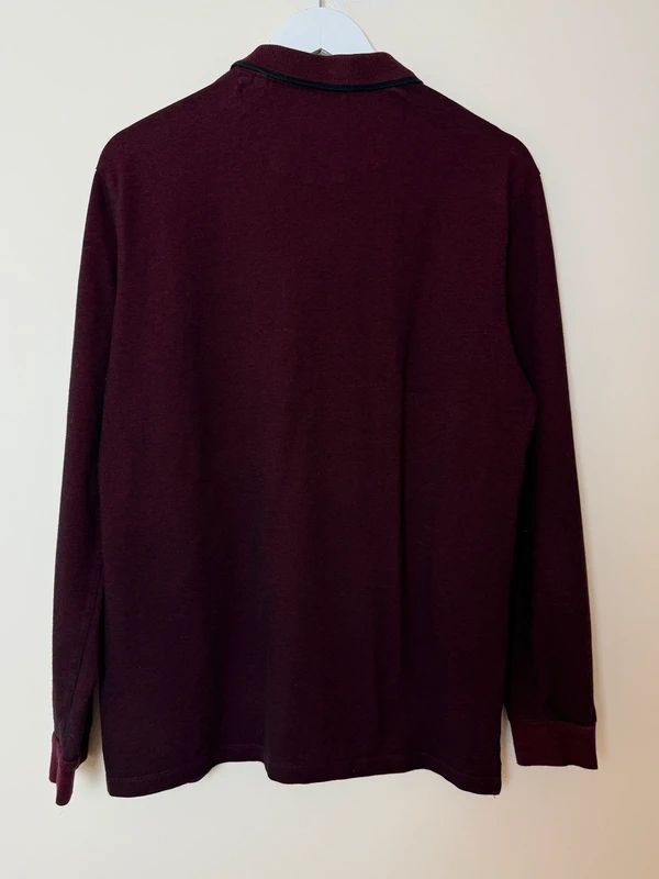 Next Burgundy Long Sleeve Polo Shirt Cotton Stretch XL