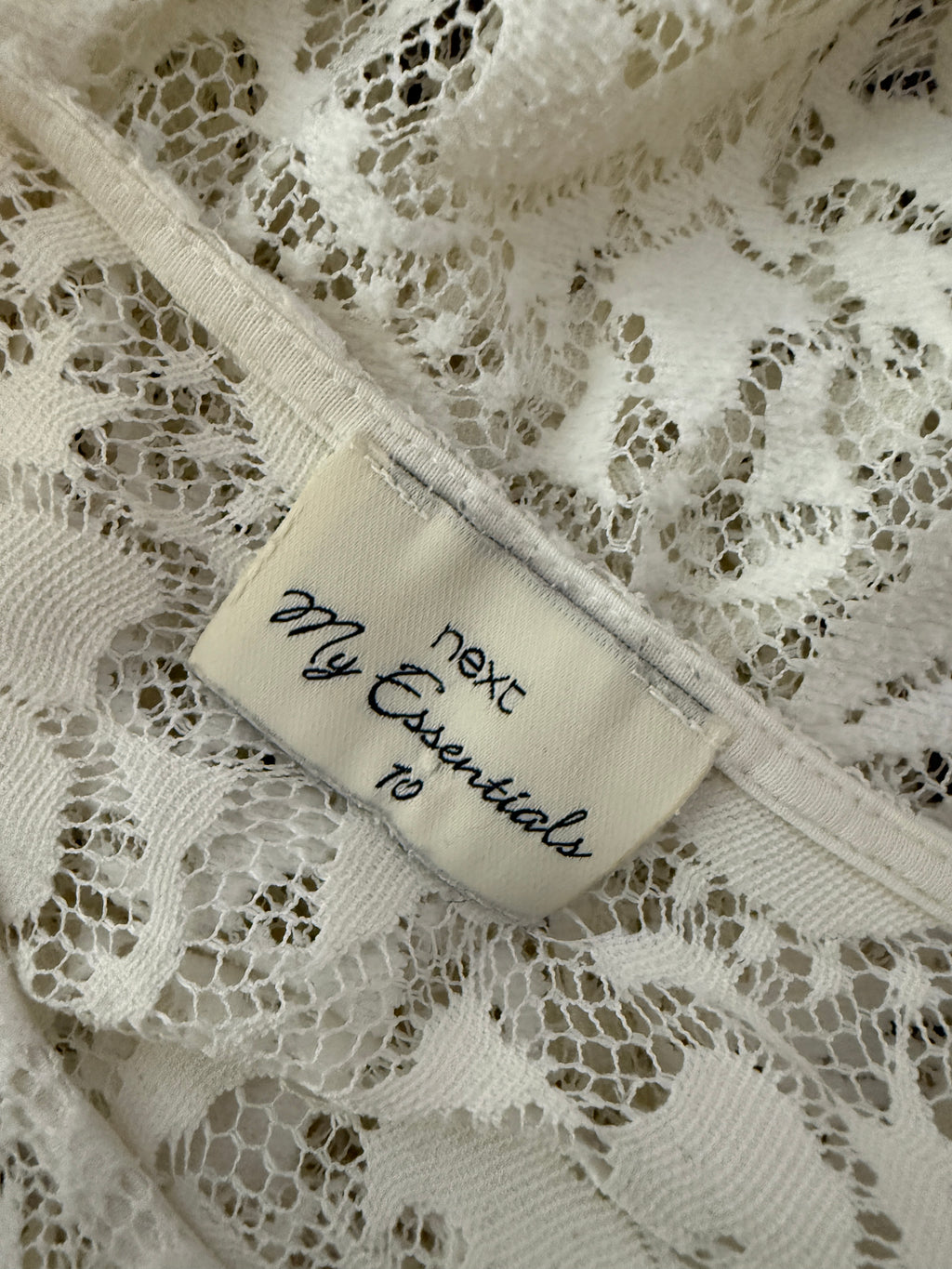 Next My Essentials Cream Floral Lace 3/4 Sleeve Top UK10