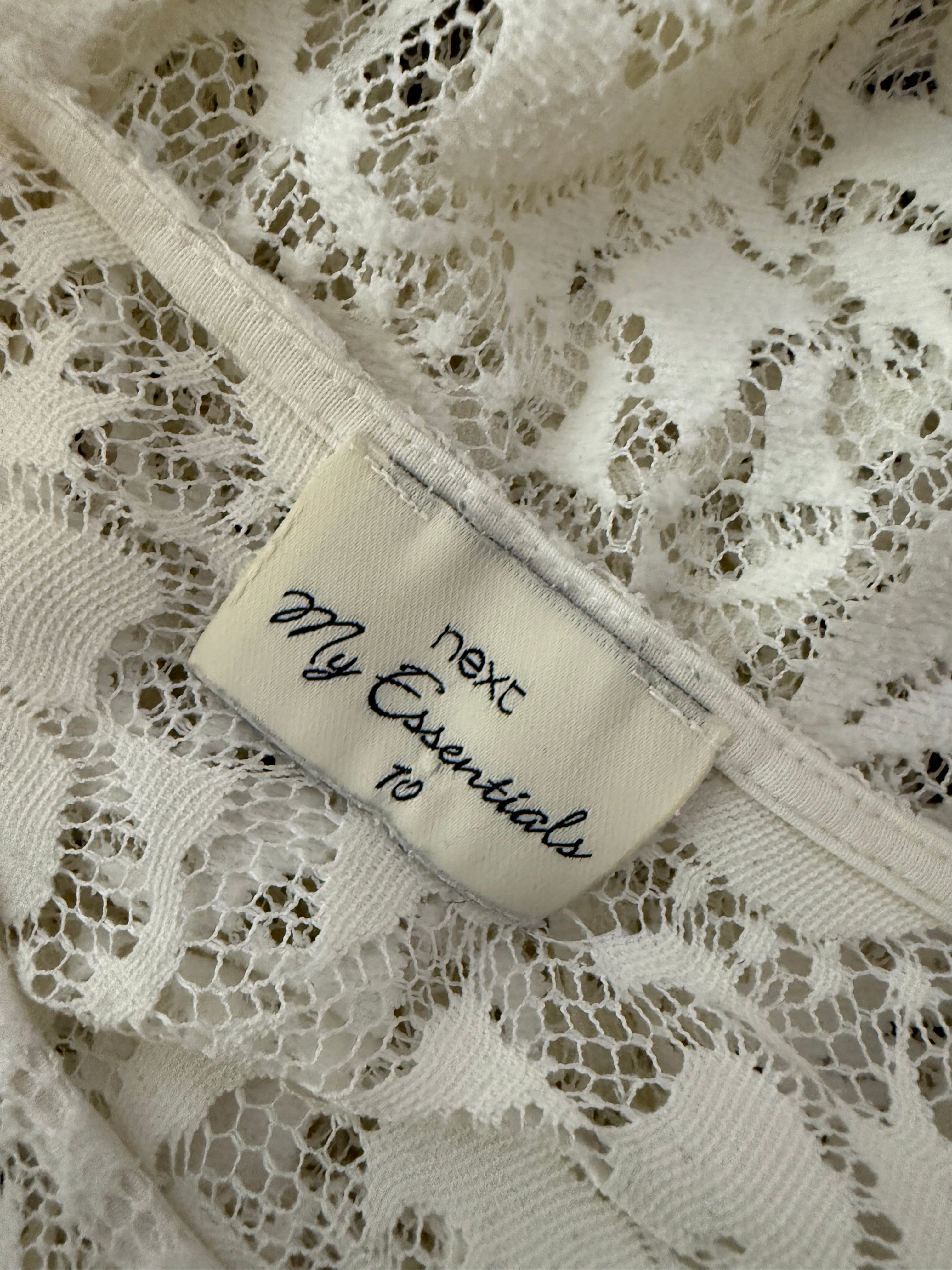 Next My Essentials Cream Floral Lace 3/4 Sleeve Top UK10