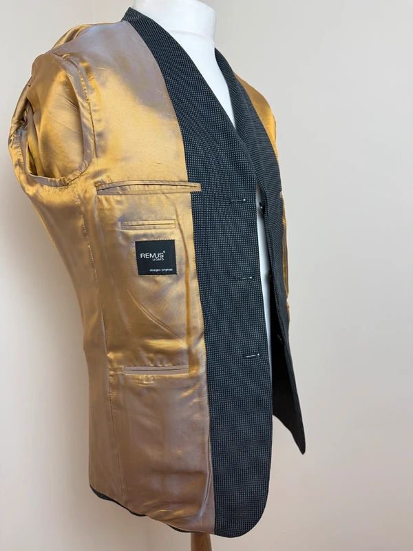 Remus Uomo Grey Wool Blend Blazer Houndstooth Slim Fit 36R