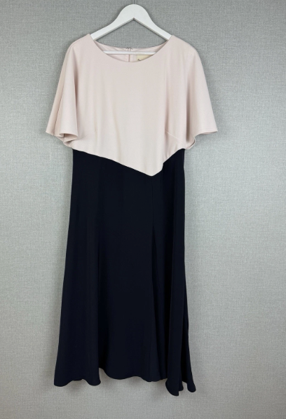 Phase Eight Blush Pink & Navy Cape Overlay Midi Dress UK18 - Preloved