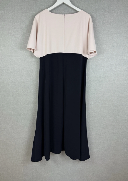 Phase Eight Blush Pink & Navy Cape Overlay Midi Dress UK18 - Preloved